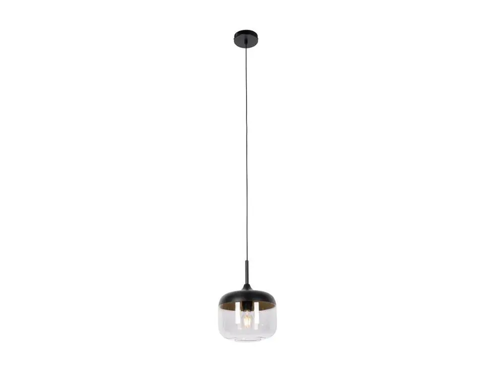 Lampe à suspension design noire avec verre doré et fumé - Kyan avec LED intégrée non remplaçable