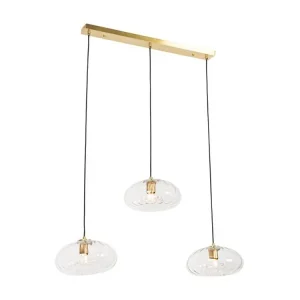 Lampe à suspension dorée avec verre allongée 3 lumières - Ayesha | Garantie 2 Ans