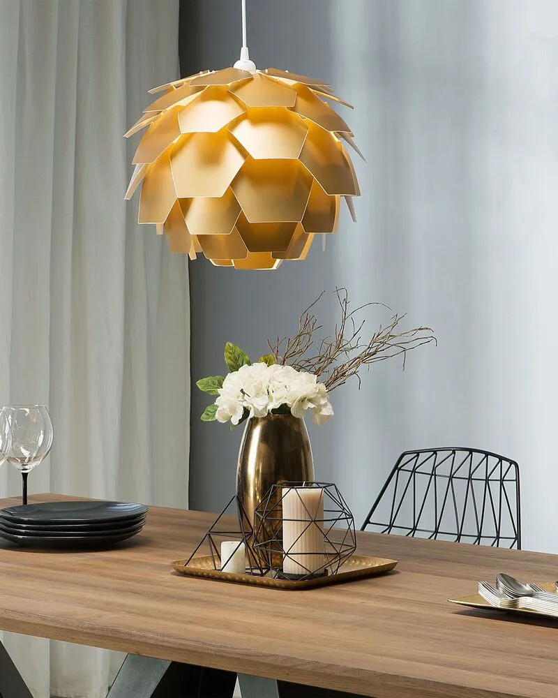 Lampe suspension dorée SEGRE portatif (Carré 30x30cm)