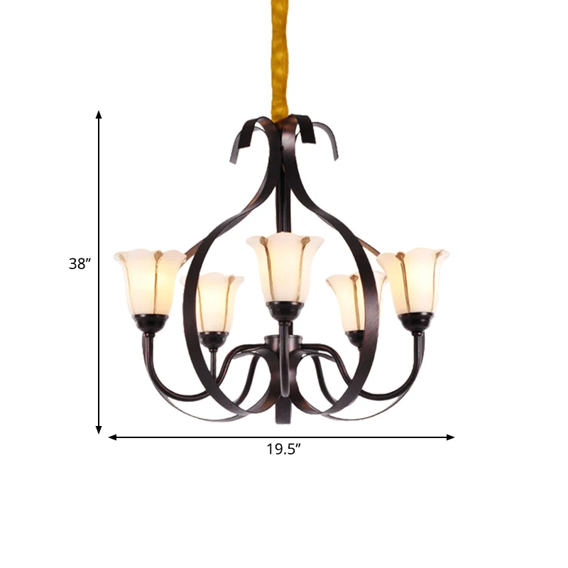Lampe à Suspension florale pour salle à manger, verre de lait, 3/5/8 têtes, lustre de Style récent, luminaire en rouge et...