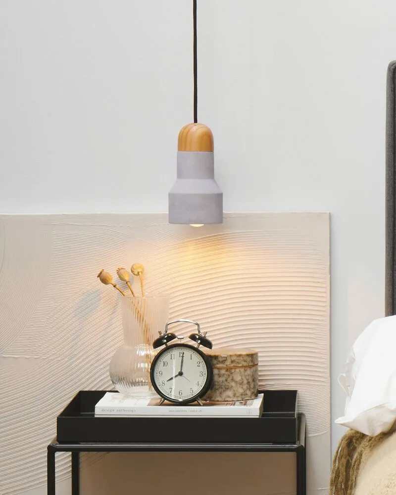 Lampe suspension gris et marron APURE avec fixation réglable