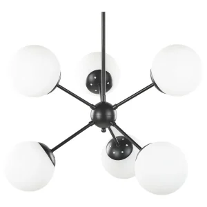 Lampe à suspension 6 lumières métal noir ADAWRO avec LED intégrée non remplaçable