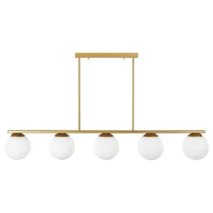 Lampe à suspension 5 lumières métal or ZIKULI avec fixation réglable