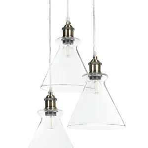 Lampe suspension à 3 lumières en verre translucide BERGANTES