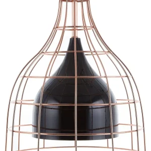 Lampe suspension en métal noir et cuivré TRESA pour plafonds suspendus