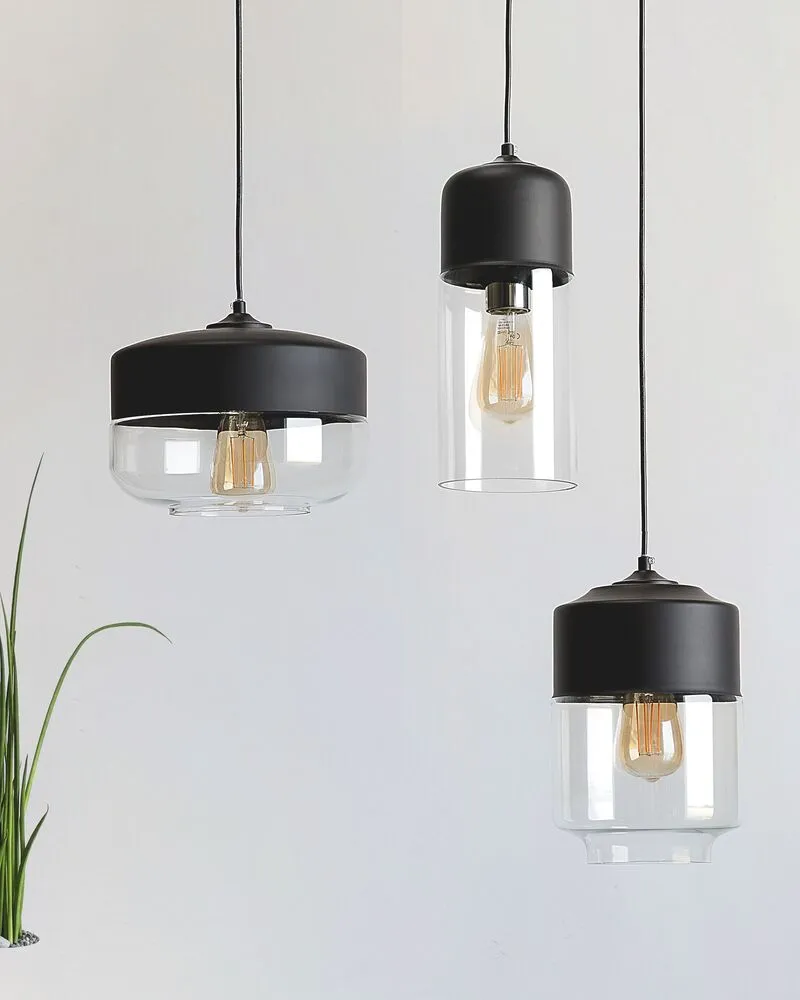 Lampe suspension noir en verre clair MURRAY