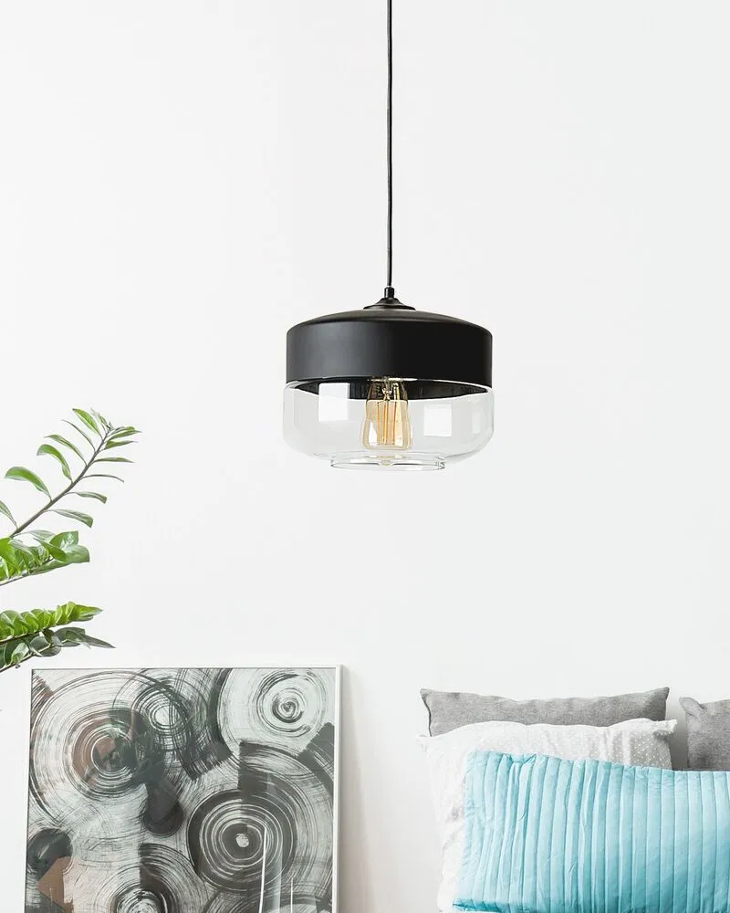 Lampe suspension noir en verre clair MURRAY