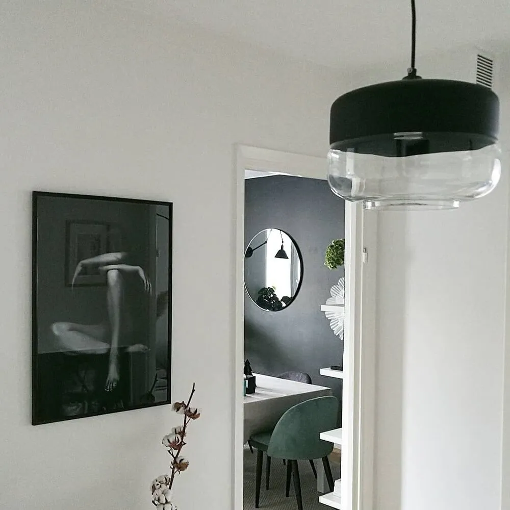 Lampe suspension noir en verre clair MURRAY