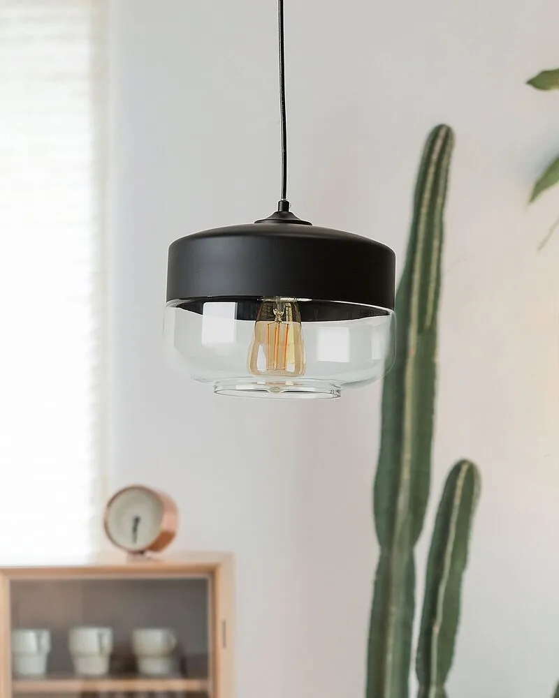 Lampe suspension noir en verre clair MURRAY