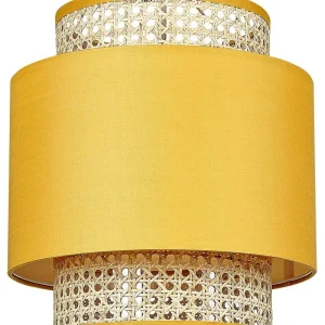 Lampe suspension en rotin jaune et naturel BOERI avec LED intégrée non remplaçable