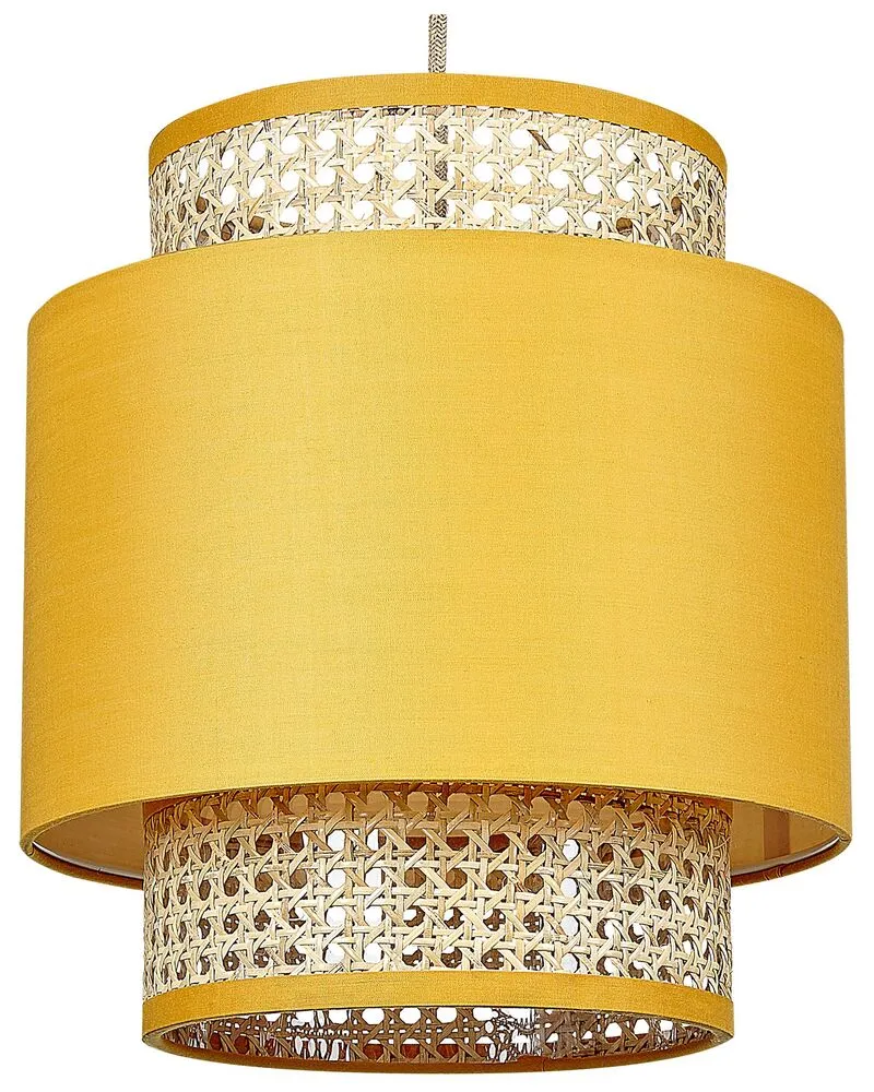 Lampe suspension en rotin jaune et naturel BOERI avec LED intégrée non remplaçable
