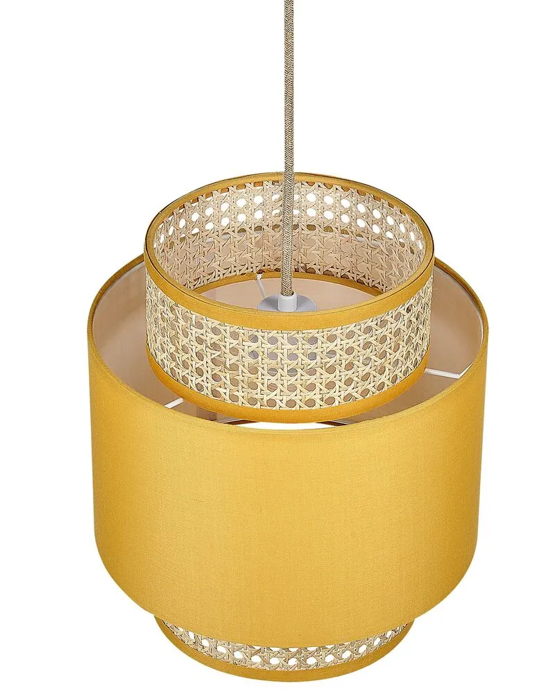 Lampe suspension en rotin jaune et naturel BOERI avec LED intégrée non remplaçable