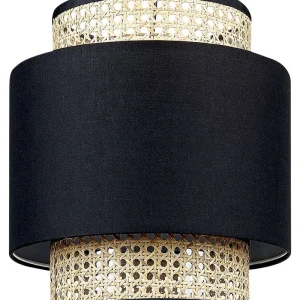 Lampe suspension en rotin noir et naturel BOERI à fixation clip