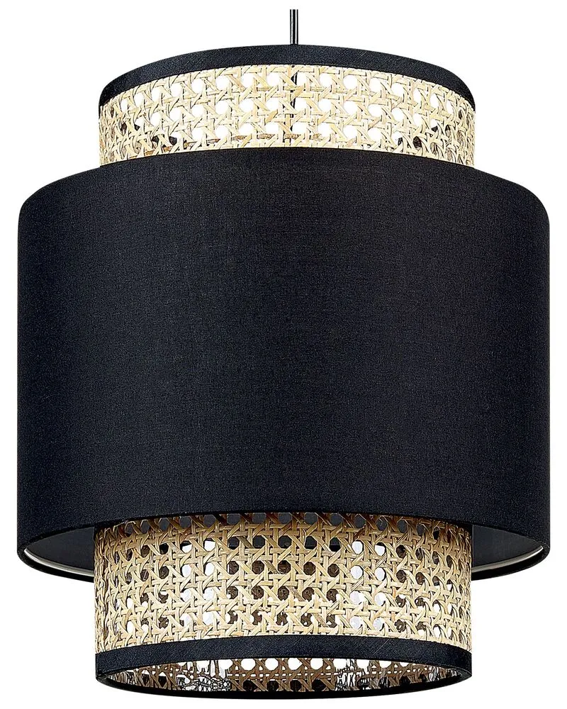 Lampe suspension en rotin noir et naturel BOERI à fixation clip