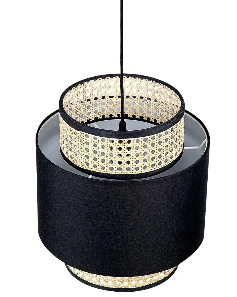 Lampe suspension en rotin noir et naturel BOERI à fixation clip