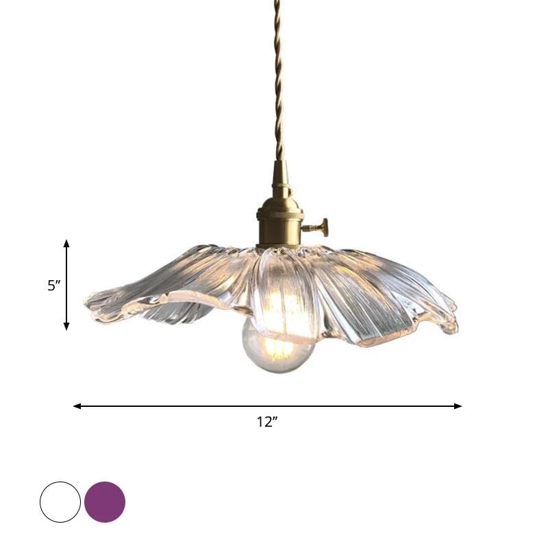 Lampe à suspension tendance en forme de fleur en verre violet/verre transparent, 1 lampe pour table à manger, luminaire su...