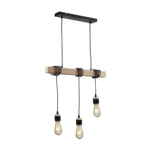Lampe Suspension 3 Têtes "Flomaton" 150cm Noir pour plafonds suspendus