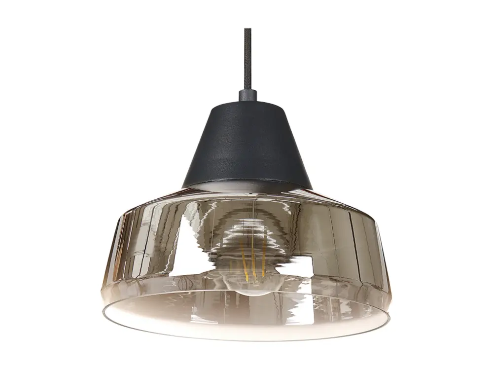 Lampe suspension en verre noir et doré TALPARO à fixation clip