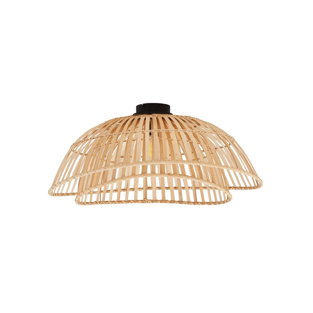 Lindby plafonnier Ilajus, Ø 62 cm, bambou naturel - Installation Facile