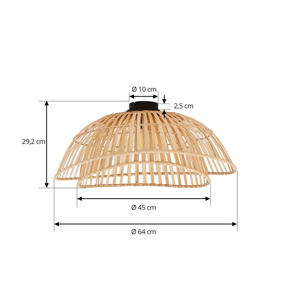 Lindby plafonnier Ilajus, Ø 62 cm, bambou naturel - Installation Facile