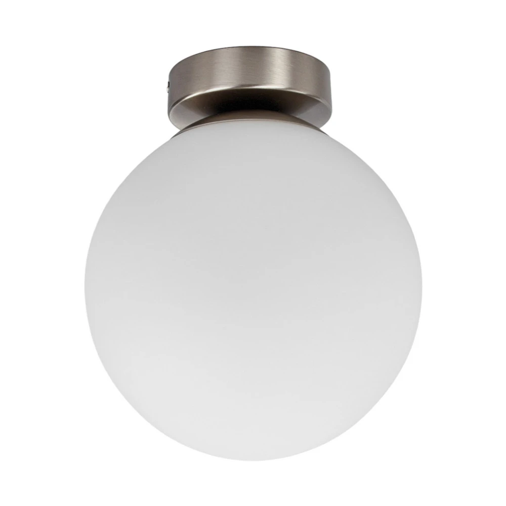 Lindby plafonnier Lennie, blanc, verre, Ø 20 cm, IP44 avec fixation réglable