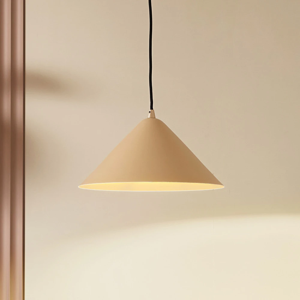 Lindby suspension Clarine, chamois, Ø 32 cm, métal