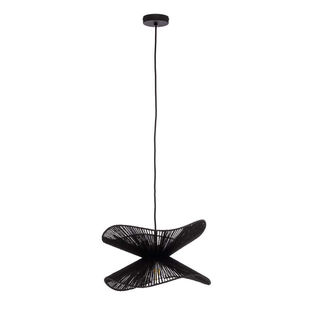 Lindby suspension Valdorin, noir, papier, Ø 40 cm, E27 à fixation clip