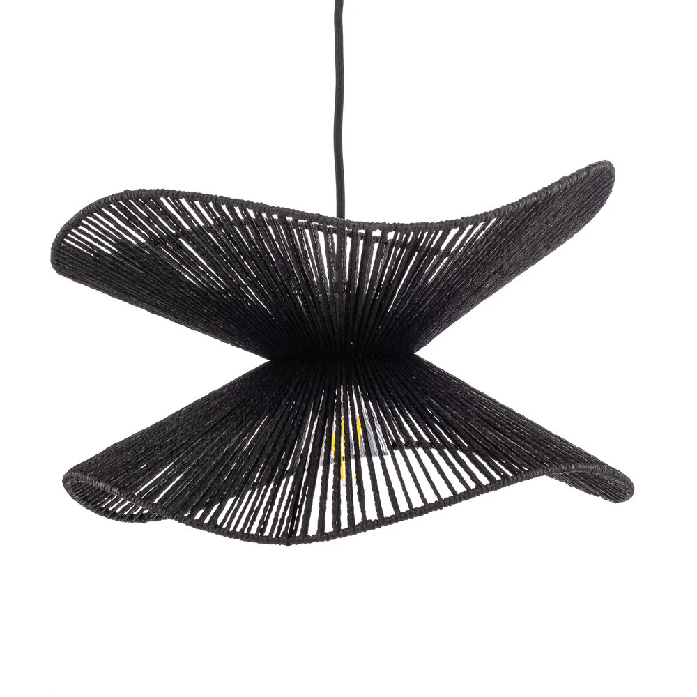 Lindby suspension Valdorin, noir, papier, Ø 40 cm, E27 à fixation clip