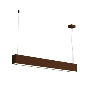 LINEAR Suspension, STRIP LED INTÉGRÉE, 14.4W, 4000K, métal, marron corten, L60cm | 4000K | lumière neutre