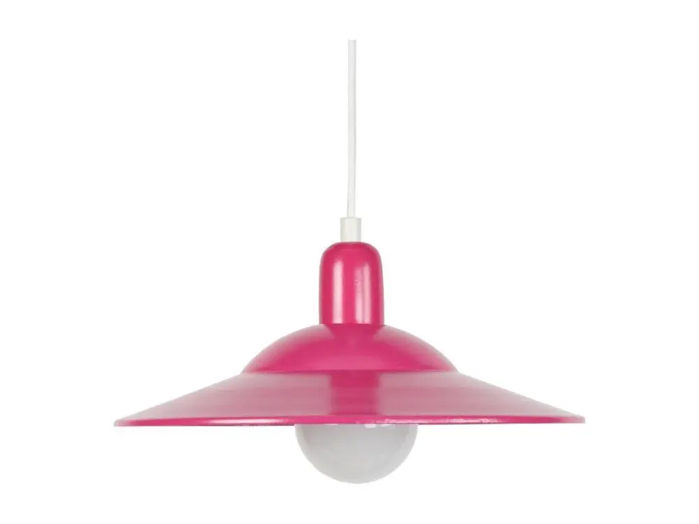 LODGE - Suspension dôme métal fuchsia avec diffuseur opale