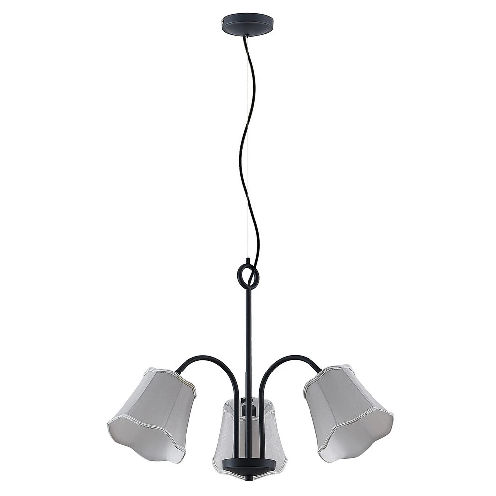 Lucande Binta suspension, à 3 lampes, gris argenté avec fixation réglable