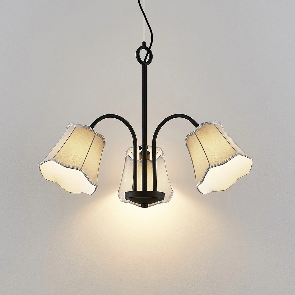 Lucande Binta suspension, à 3 lampes, gris argenté avec fixation réglable