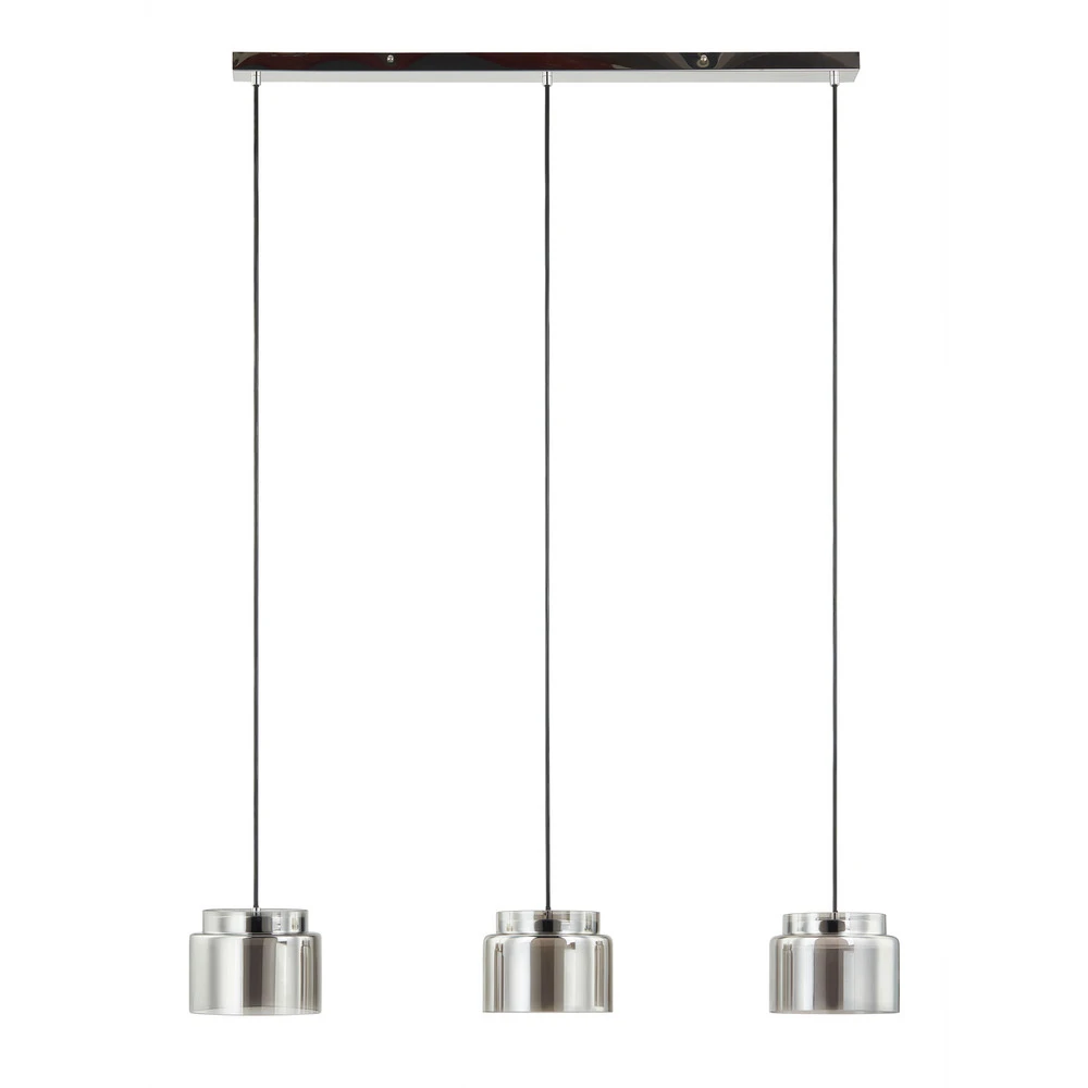 Lucande Diano suspension, gris fumée, à 3 lampes avec diffuseur opale