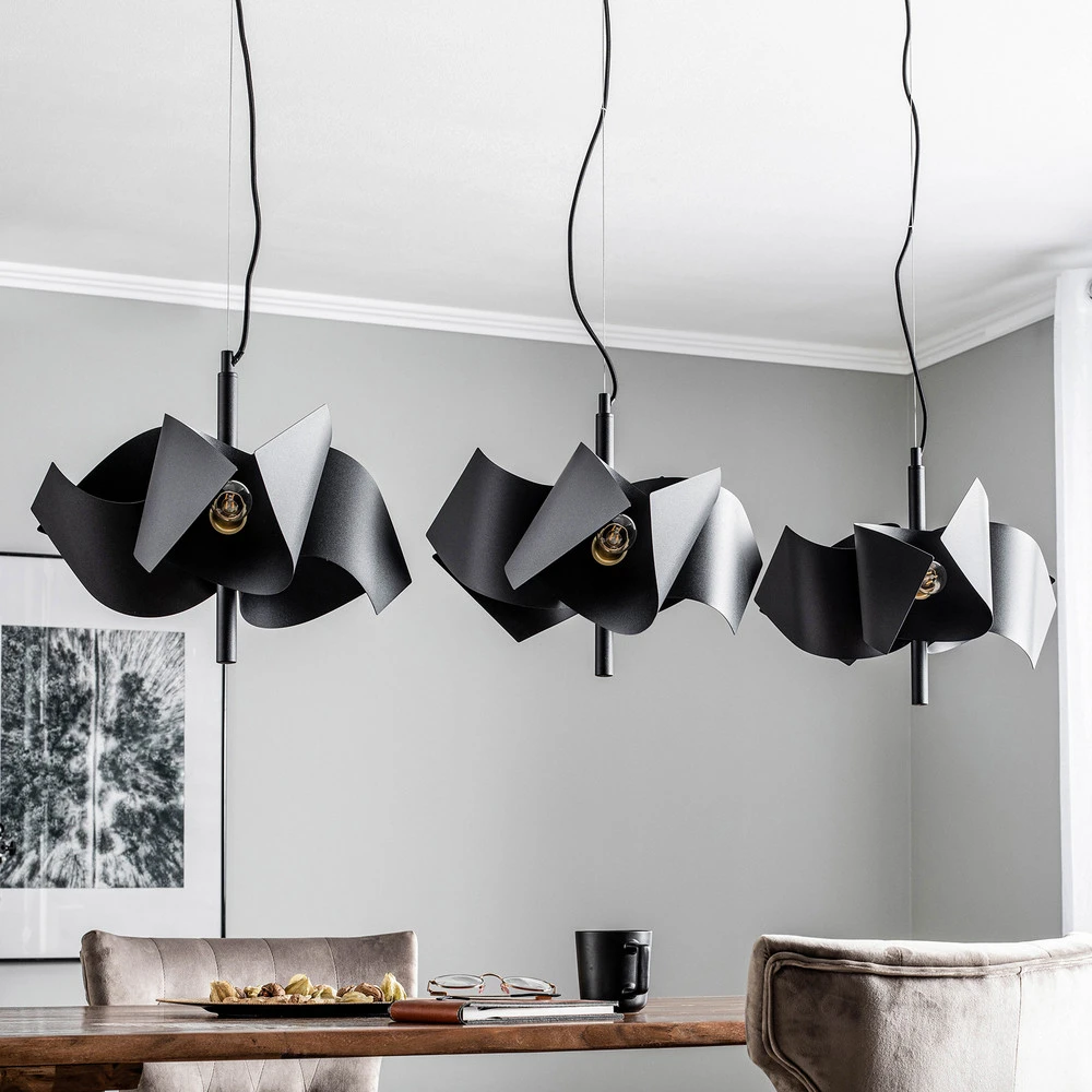 Lucande Imron suspension, à 3 lampes, noire avec diffuseur opale