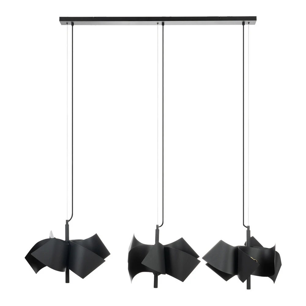 Lucande Imron suspension, à 3 lampes, noire avec diffuseur opale