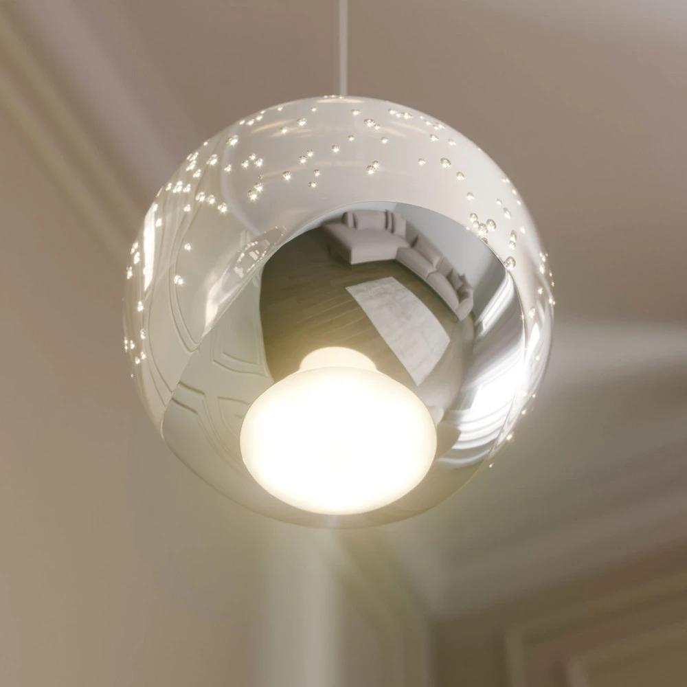 Lucande Suspension LED Hayley, Ø 9 cm, chromé, verre