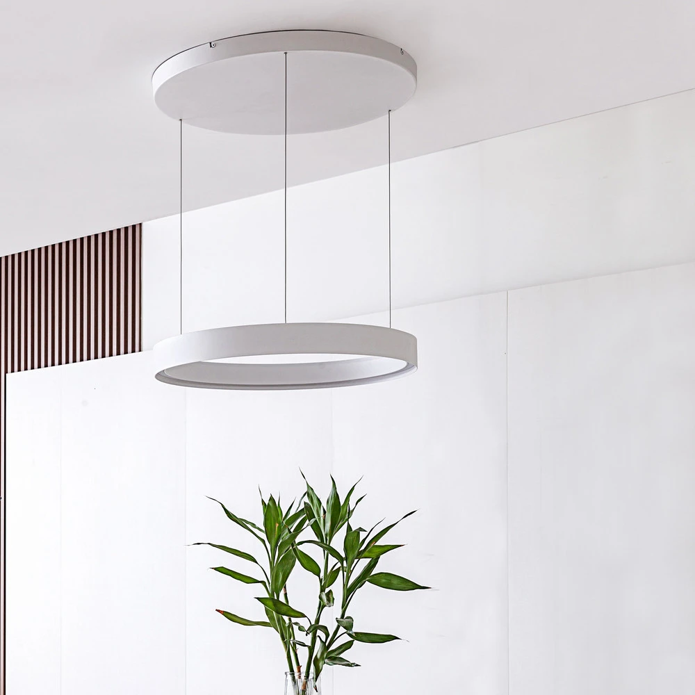Lucande suspension LED Philine, Ø 60 cm, blanc, fer | 4000K | lumière neutre