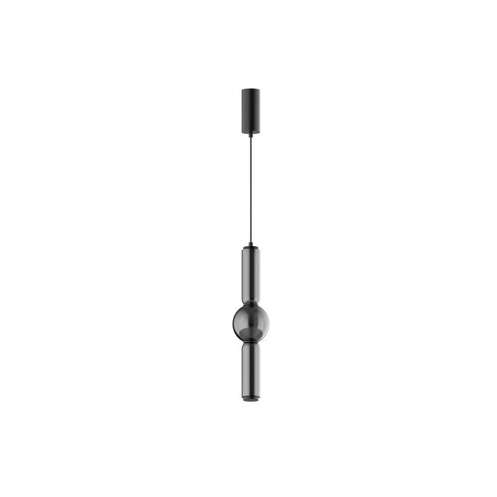 Lucande suspension LED Savete, gris fumé, verre, Ø 12 cm en acrylique dépoli