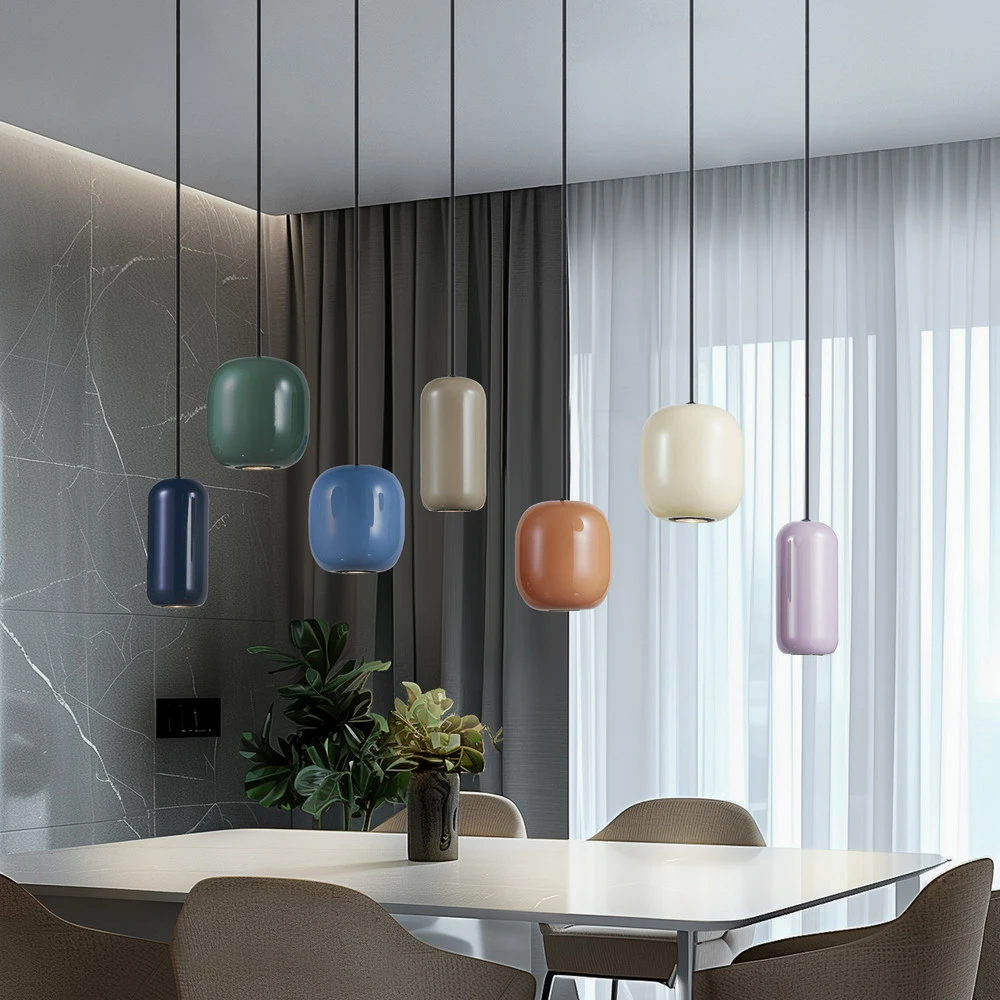 Lucande Suspension Narion, 7 lampes, multicolore, métal, GU10 avec fixation réglable