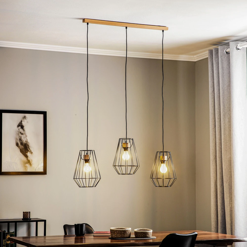 Luminaire de plafond design contemporain Envostar Finan suspension 3 lampes linéaire 21cm