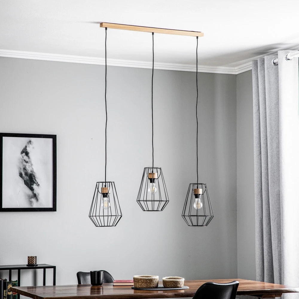 Luminaire de plafond design contemporain Envostar Finan suspension 3 lampes linéaire 21cm