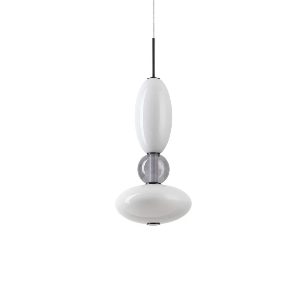 Luminaire de plafond design contemporain Ideal Lux Suspension LED Lumiere-1, verre opalin/gris