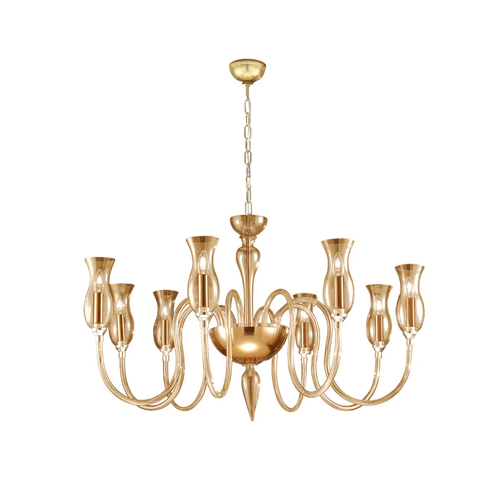 Luminaire de plafond design contemporain KOLARZ Lustre Murano Renier, doré, verre de Murano