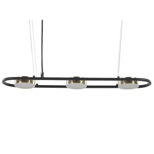 Luminaire de plafond design contemporain Lampe suspendue 3 LED en métal noir et laiton MALI