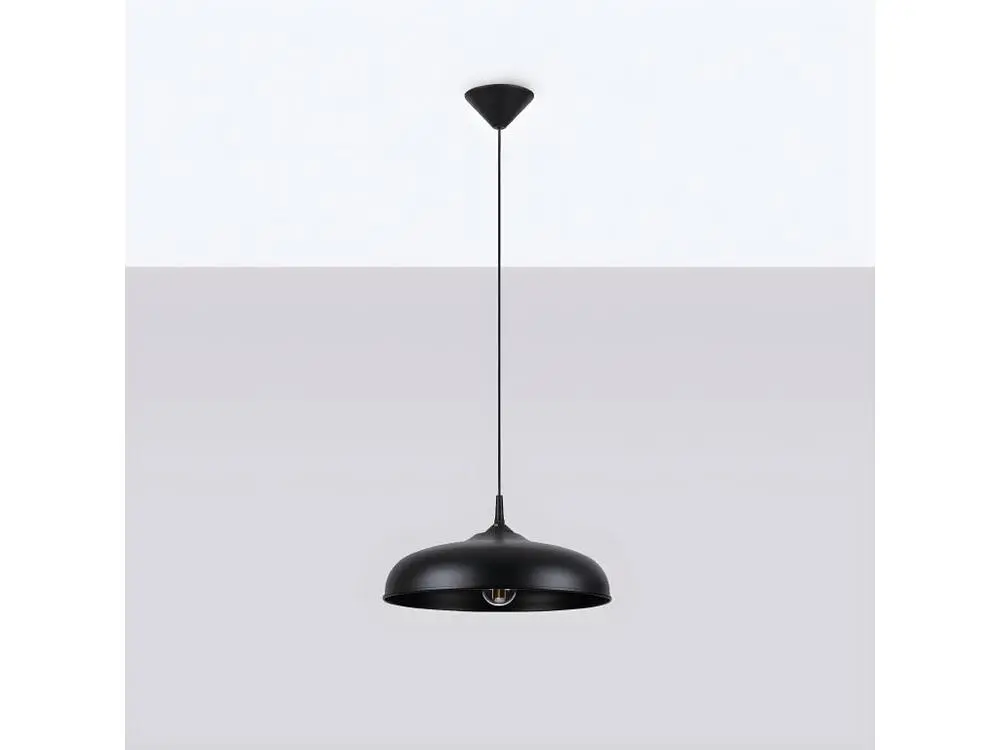 Luminaire de plafond design contemporain Lampes suspendues scandinave en acier - 1 sources lumineuses - L.38 x H.74 cm - noir
