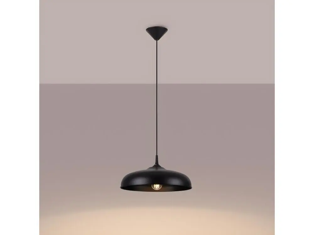 Luminaire de plafond design contemporain Lampes suspendues scandinave en acier - 1 sources lumineuses - L.38 x H.74 cm - noir