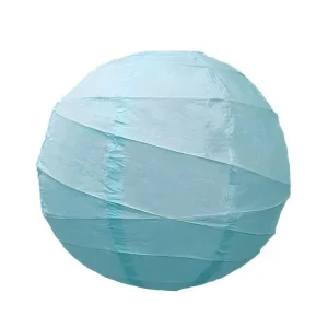 Luminaire de plafond design contemporain Lot de 4 lampions rond en papier de couleur bleu de 40 cm de diamètre