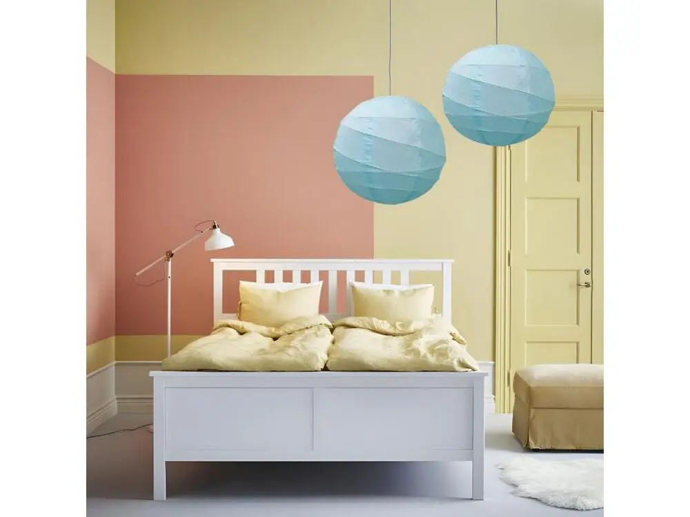 Luminaire de plafond design contemporain Lot de 4 lampions rond en papier de couleur bleu de 40 cm de diamètre