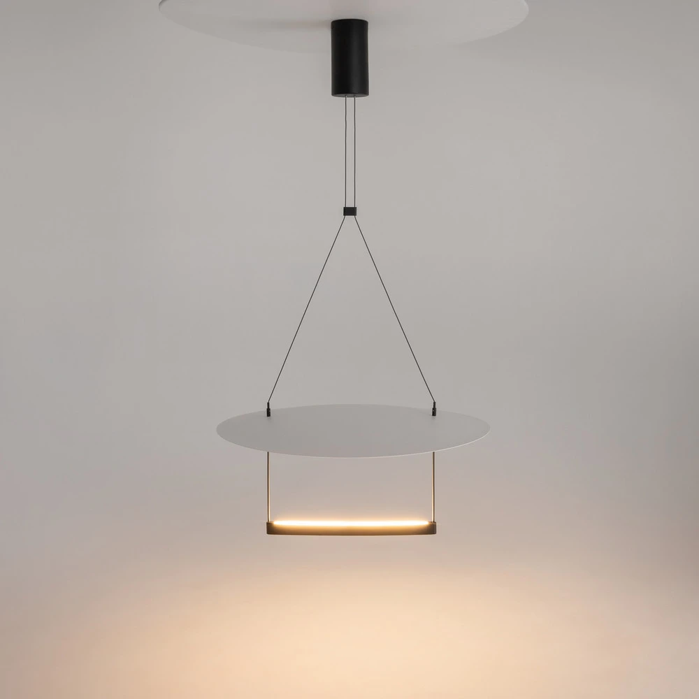Luminaire de plafond design contemporain Maytoni Suspension LED Ambience, Ø 60 cm, noir / blanc