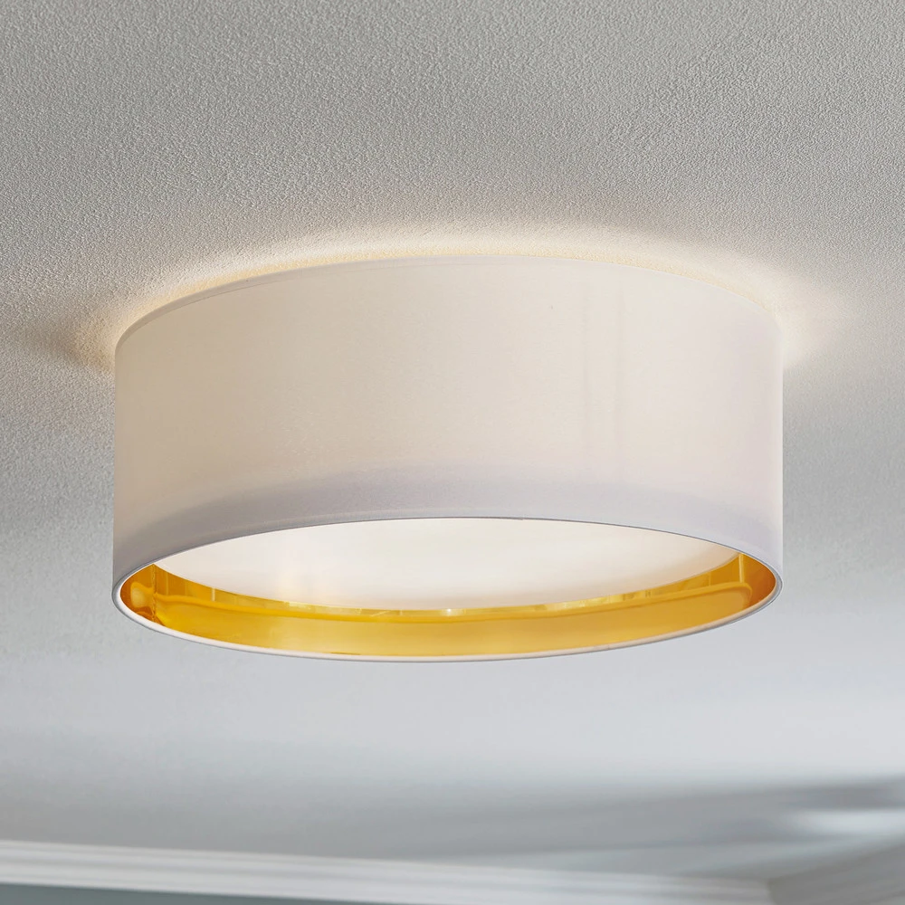 Luminaire de plafond design contemporain Plafonnier Bilbao, blanc/or, Ø 45 cm